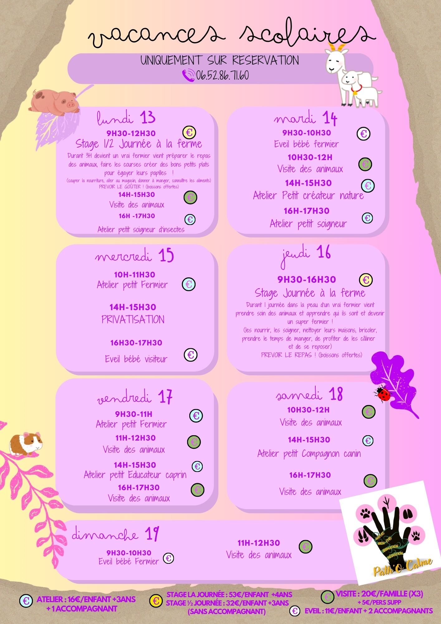 planning vacances de Pâques 2